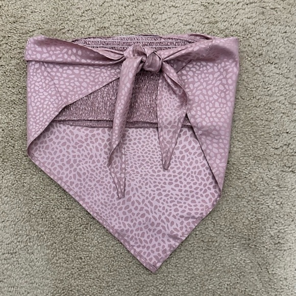 Sweet Genesis Strapless Bandana Style Tube Top w/back ties Pink Animal Print EUC - Picture 2 of 6